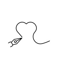 pen with heart icon, vector best line icon.