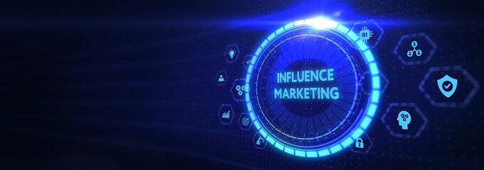 Business, Technology, Internet and network concept. Influencer marketing plan. Social Media strategy concept. 3d illustration