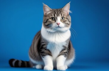 Naklejka na ściany i meble Cat on a blue background