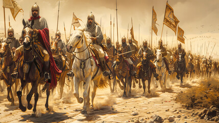 Saladin ibn Ayyub (Salah ad-Din Yusuf ibn Ayyub) with his elite army
