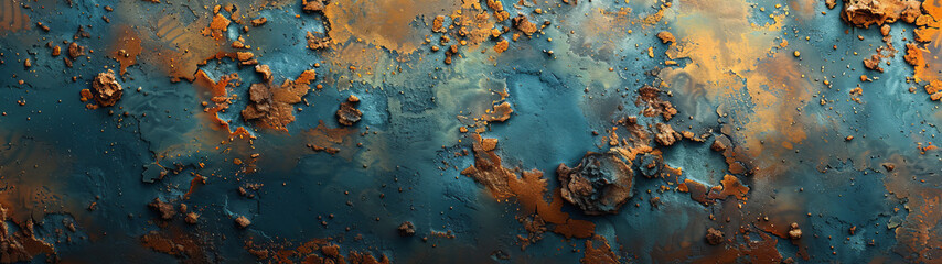 Rusted Metal Surface With Blue and Orange Paint