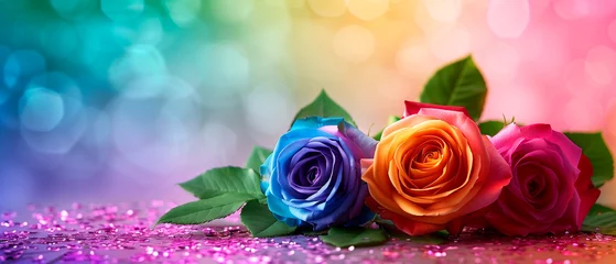 Fototapeten Colorful Roses on isolated background for Gay pride or Valentine's day. © ARTwithPIXELS