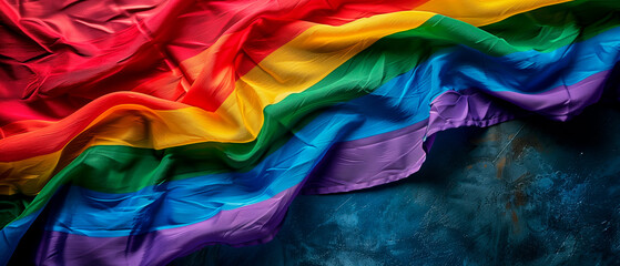 Colorful rainbow flag background, queer pride flag vor lgbtq+ - obrazy, fototapety, plakaty