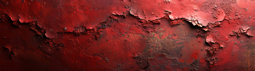 Close-Up of a Red Wall With Peeling Paint