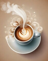 Modern Cup of Latte with Milk, Generative AI