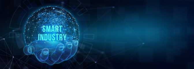 Smart industry 4.0 manufacturing technology concept. 3d illustration