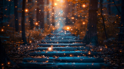 Starlit path, natural darkness guides to freedom - obrazy, fototapety, plakaty