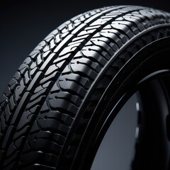 a car tire on black background