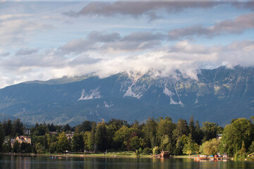 Famous alpine Bled lake (Blejsko jezero) in Slovenia