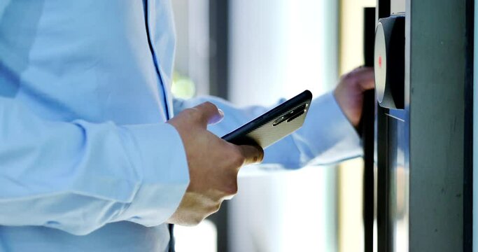 person using mobile phone to unlock 