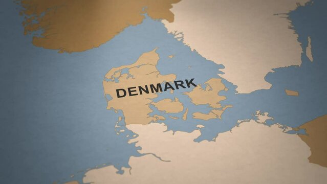 Old Paper Map of Denmark