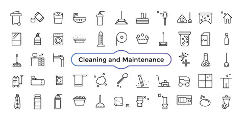Cleaning and Maintenance Icons Pack on Housing and Communal Services Cleaning Service Icon Collection.