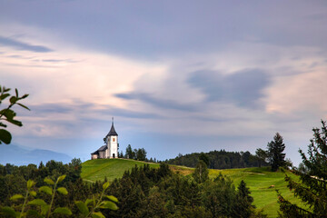 Jamnik, Slovenia - Magical cloudy summer day at Jamnik St.Primoz church.