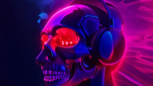 Skull with shiny 3D style music background