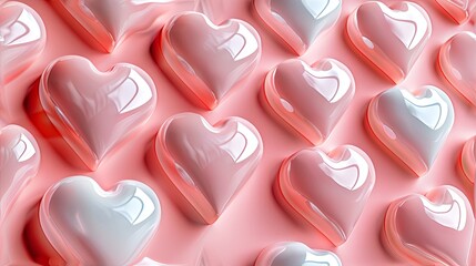 3D hearts on pink background, Design for banner, poster, wallpaper, background.