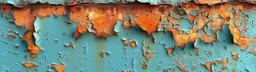 Decaying Rusty Metal Surface With Peeling Paint