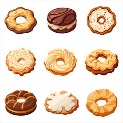 A set of cookies. Chocolate and vanilla cookies, confectionery.