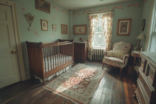 Interior of modern baby room.	
