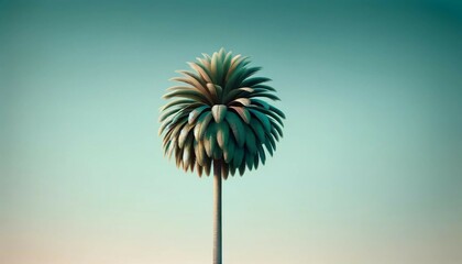 Summer of Serene Palm Tree Against Turquoise Gradient Sky