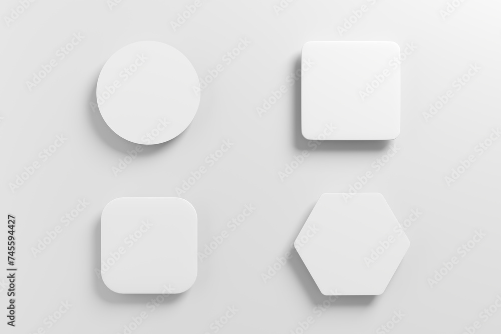 Poster white blank push button set.