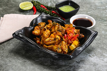 Vietnamese cuisine - fried frog with vegetables