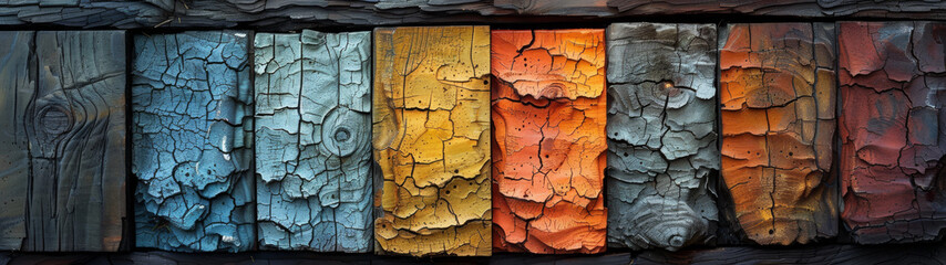 Close Up of a Wooden Fence With Varied Paint Colors