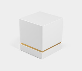 White rectangular box on gray background, Light candle box, Mockup, isolated, 3d illustration