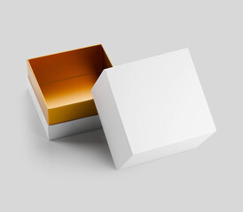 White rectangular box on gray background, Light candle box, Mockup, isolated, 3d illustration