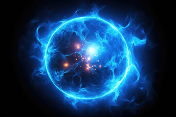 Abstract Blue Energy Sphere on Dark Background