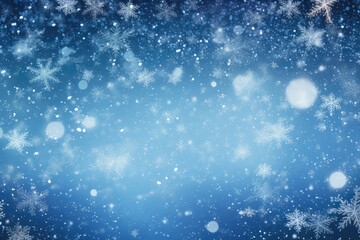 Magical Snowfall on a Blue Wintry Background