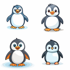 Naklejka premium Penguin (Happy Penguin Cartoon). simple minimalist isolated in white background vector illustration
