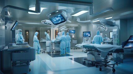Advanced Medical Team Performing Surgery in High-Tech OR