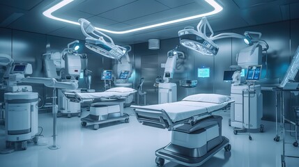 Modern High-Tech Operating Room with Robotic Technology