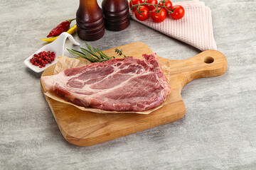 Raw pork neck steak uncoocked