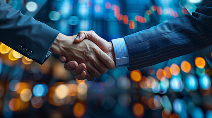 Exchange broker shaking hands with businessman