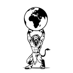 Lion holding earth vector art