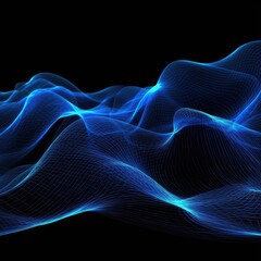 Fototapeta premium Abstract Digital Blue Waves on Black Background