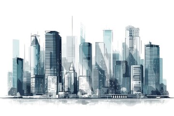 Modern Cityscape Illustration with Urban Skyline