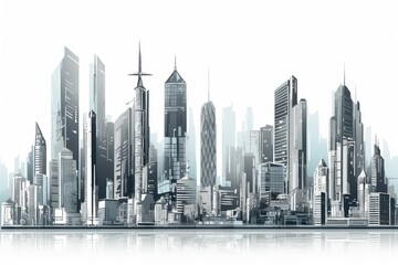 Modern City Skyline Graphic Illustration