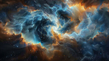 Fototapeta premium Nebula's Majestic Swirls in Deep Space