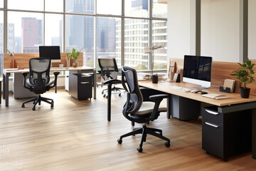 Fototapeta premium Spacious Modern Office Space with City View