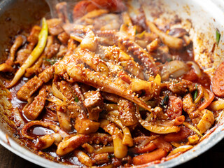 Stir fried spicy vegetable octopus	