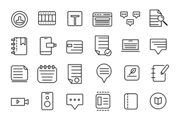 Set of content creator icon set illustration. Linear icon collection. Minimalist linear web icons bundle.