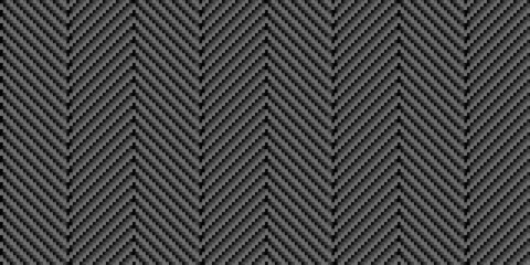 Black diagonal carbon fiber seamless texture pattern vector illustration. Textile fabric, car tuning or cloth macro seamless kevlar crisscross texture background. - obrazy, fototapety, plakaty
