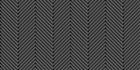 Fotobehang Black diagonal carbon fiber seamless texture pattern vector illustration. Textile fabric, car tuning or cloth macro seamless kevlar crisscross texture background. © Konstantin