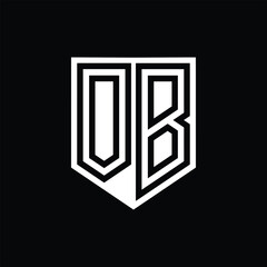 OB Letter Logo monogram shield geometric line inside shield design template