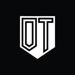 OT Letter Logo monogram shield geometric line inside shield design template