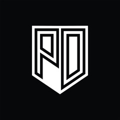 PD Letter Logo monogram shield geometric line inside shield design template