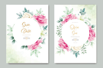 beautiful floral rose wedding card design