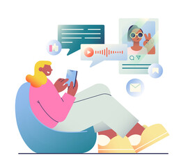 Woman using social media